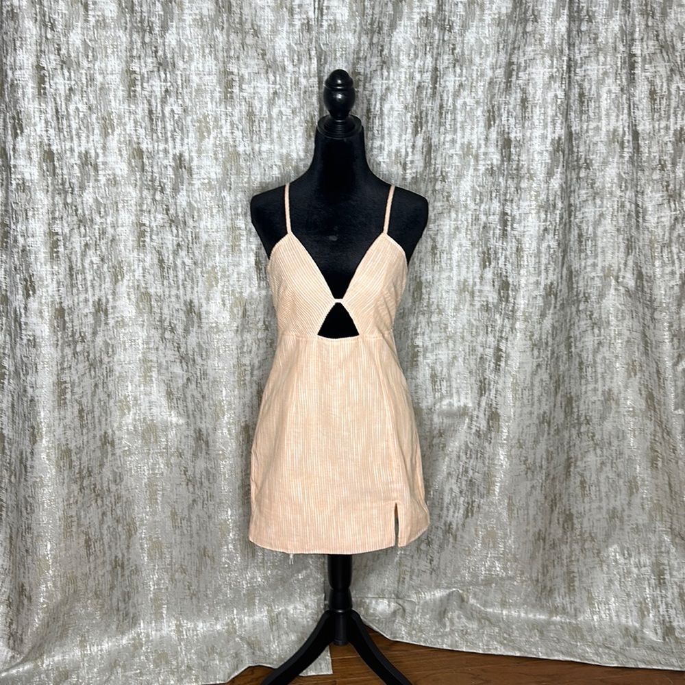 Peach and white stripe mini dress